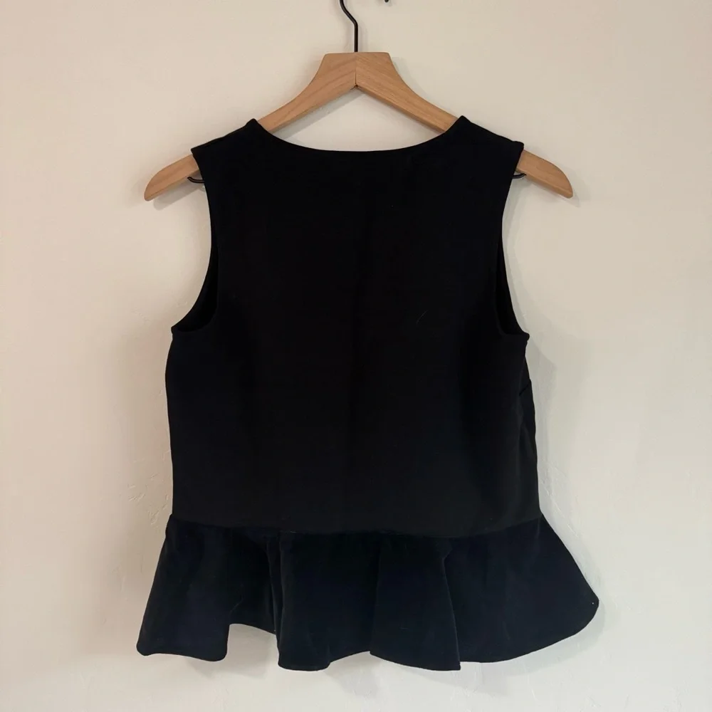NWT J Crew Velvet Peplum Sleeveless Top black Size S